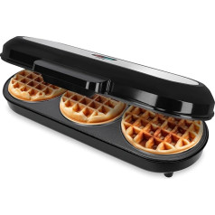 ADE XXL Waffle Iron Belgian Waffle | For 3 Round Waffles At The Same Time | 1,200 Watt Power | Non-Stick Coating | Perfect for Children's Birthday Parties & Family Celebrations