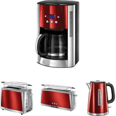 Russell Hobbs Solar Red brokastu komplekts - tosteris, tējkanna un kafijas automāts