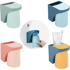 4 x zobu birstes turētājs, sienas zobu birstes turētājs, bez urbšanas, portatīvā elektriskā zobu suka, plastmasas zobu birstes turētājs ģimenei un vannas istabai, ģimenei un vannas istabai (4 gab.)