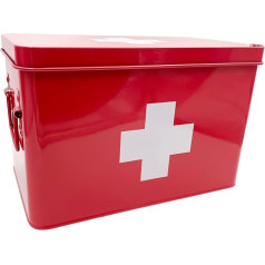 EeAaSsTy Home Medicine Box Organizators Uzglabāšanas metāla kaste Pirmās palīdzības kabinets Izturīgs pret mitrumu un zāļu piesārņojumu, drošs un ērts (sarkans 31,5 cm)