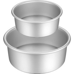 Gesentur Round Cake Tin Set Made of Anodised Aluminium Non-Stick Coating, with Removable Base, 2 Sizes (6 Inches/7 Inches)