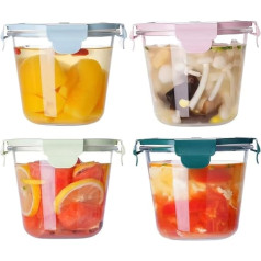 S.ROKE TTAN 710 ml stikla trauks ar vāku, 4 stikla zupas trauki, stikla burka ar vāku, ēdiena pagatavošanas trauki, virtuves zupas trauki, stikla trauki ar hermētisku vāku, mikroviļņu krāsnī, nesatur BPA