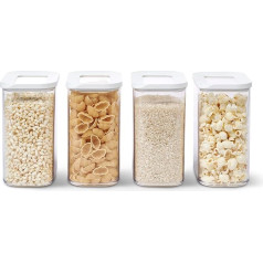 Mepal 4 uzglabāšanas trauku komplekts ar vāciņiem - taisnstūra formas pārtikas trauks - virtuves organizators no plastmasas - hermētisks uzglabāšanas trauks - 4 x 1500 ml - balts