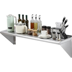 VEVOR Spice Rack sienas plaukts 1219 x 356 x 348 mm, virtuves plaukts ar atbalsta rāmi, peldošais plaukts no nerūsējošā tērauda, 158 kg kravnesība, plauktu dēļa sienas plaukts Spice Rack virtuvei,