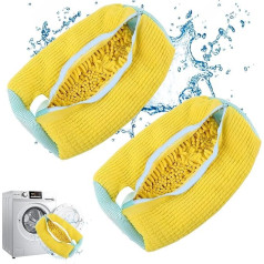 Epzia Pack of 2 Shoe Wash Bags Washing Machine - atkārtoti lietojami apavu maisiņi - apavu mazgāšanas maisiņi ar birstēm - veļas maisiņš veļas mašīnai - apavu mazgāšanas maisiņš veļas mašīnai, dzeltens