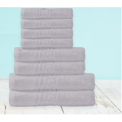 Indus Textiles 600 g/m² 100% Ēģiptes kokvilnas ar gredzenveida vērpšanu Superabsorbējošs mīksts vannas istabas dušas dvieļu komplekts (sudraba krāsā, 8 dvieļu komplekts)