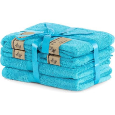 DecoKing vannas dvieļu komplekts tirkīza krāsā 4 dvieļi 50x100 cm un 2 dvieļi 70x140 cm kokvilna bambusa bambusa rajona viskoze absorbējošs antibakteriāls Bamby