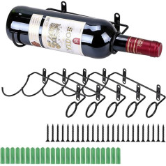 BSTKEY Sienas dzelzs vīna pudeļu turētājs sarkanvīna dzērienu pudelēm Metāla piekaramais turētājs 6 iepakojuma pudeles mutes taisni