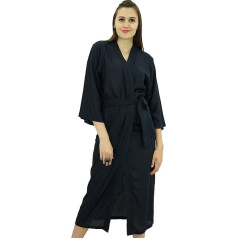 Bimba Solid Loungewear Robe für Damen voller Ärmel Baumwolle Modal Langer Bademantel mit Gürtel