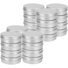 JOIKIT 24 Pack Aluminum Tin Tins with Lids 100ml Silver Aluminum Tins Round Empty Aluminum Containers with Screw Lids for Lip Balm Cream Mini Candles