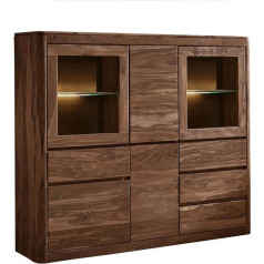 Massivmoebel24.De Toronto Highboard Sheesham/Rosewood - dažādi izmēri un krāsas, krāsa: Izmērs: 166 x 40 x 145 cm (platums x dziļums x augstums).