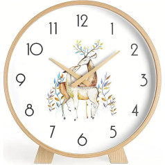 Maxspace analogais galda pulkstenis, 21 cm, koka galda pulkstenis, darbināms ar akumulatoru, bez tikšķināšanas, klusais pulkstenis guļamistabai, birojam, viesistabai, dekorēšanai, moderns (divi brieži)