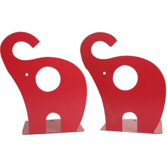 Cute Cartoon Elephant Shape Nonskid Metal Bookends bērniem dāvanu apdare (sarkans)