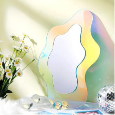 Qunclay viļņots akrila spogulis Rainbow Neregulārs spogulis Dopamine Home Decor 36,7 x 24,8 cm viļņots bezrāmju amorfs tonēts spogulis Ziemassvētkiem Dzīvojamā istaba Guļamistaba