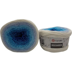 500 g Ilkadim Export Rosegarden, 500 g Bobbel vilnas krāsu gradients, 100% kokvilna, daudzkrāsains (balts tirkīza zils 305)
