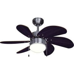 Bestron griestu ventilators ar apgaismojumu, 3 ātruma līmeņi un liels spārnu diametrs 75 cm, ar vasaras/ziemas funkciju, 50 W, DC30BC, krāsa: ozols / brūns, krāsa