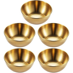 DOITOOL 5 nerūsējošā tērauda bļodiņu komplekts Apaļas bļodas ar garšvielām Sushi Dip Bowl Saucers Bowl Mini uzkodu plate Spice Dish Saucer Plate Gold