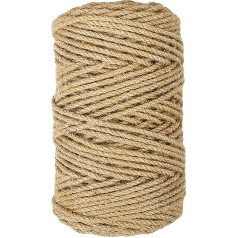 50 m natürliche Jutekordel geflochtene Jute-Schnur, feines Hanfseil, Geschenkverpackungsschnur, Gartenarbeit, Basteln, Juteschnur, dünne dekorative Schnur, Verpackungsmaterial für Hochzeit,