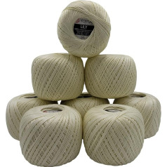 YarnArt Lily 8 x 50 g verpalų, 100 % merserizuota medvilnė, 400 g nėrimo siūlų (Cream 326)