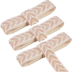 CABODYALS 8.23 m 25mm Rosa Jacquardband Blattmuster Polyesterband Bestickte Verzierungen Weiße Ethnische Stickerei Gewebtes Stoffbesatzband Zum Nähen Herstellen von Bastelarbeiten Kleidung Vorhängen H