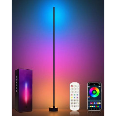 Miortior LED grīdas lampa viesistabai, RGB stūra lampa, ar tālvadības pulti un lietotnes vadību, mūzikas sinhronizācija, 16 miljoni krāsu, 68 skatuves režīmi, LED grīdas gaisma viesistabai, guļamistabai, spēļu istabai