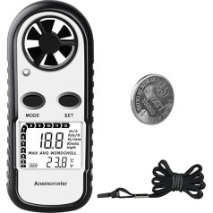 Digitālais anemometrs XRCLIF Vēja ātruma mērītājs ar LCD fona apgaismojumu Vēja mērītājs Ātruma mērīšana ar termometru Vēja mērīšanas rīks burāšanai / sērfošanai / zvejai / pūķošanai