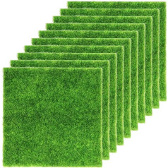 The Lord of the Tools 10pcs Artificial Garden Grass Lifelike Fairy Artificial Grass Lawn 15x15cm Miniature Ornament Garden Dollhouse DIY Grass Indoor/Outdoor/Balcony