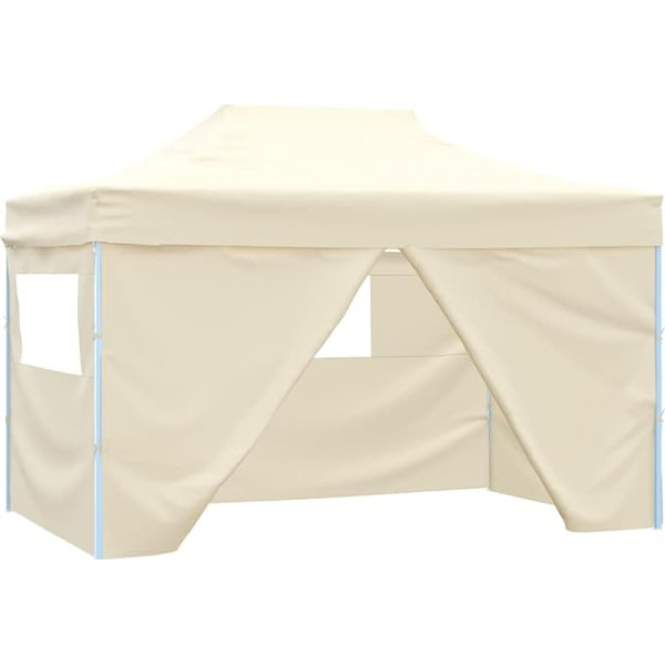 vidaXL Profesionāla ballīšu telts saliekama ar 4 sānu sienām Ūdensnecaurlaidīga lapene Marquee Garden Tents Beer Tent Saliekama lapene Garden 3 x 4 m Steel Cream