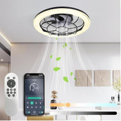 TOPBOS LED griestu ventilators ar apgaismojumu, griestu gaisma ar ventilatoru un tālvadības pulti, 3 krāsu temperatūras, 6 ātrumi, griestu ventilators ar apgaismojumu [E energoefektivitātes klase]