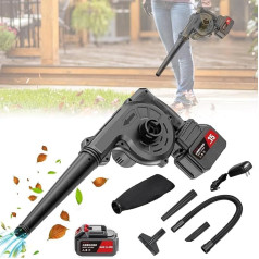 750 W akumulatora lapu pūtējs, 2-in-1 pūtējs un putekļsūcējs, bezvadu pūtējs ar turbo kompresoru, savākšanas maisu, akumulatoru un lādētāju dārzam, zāliena kopšanai, dārzkopībai, sniega tīrīšanai.