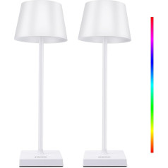 WOWDSGN LED galda lampa bezvadu - uzlādējama galda lampa ar akumulatoru un skārienjūtīgu slēdzi - bezgalīgi regulējama - IP44-4000 mAh akumulators - 3000 K / 4000 K / 5000 K + RGB [Enerģijas klase F] (2 gab.) (iepakojumā)