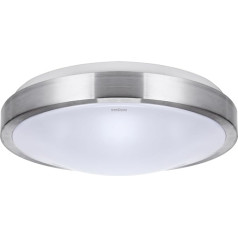 Licht-Erlebnisse LED griestu gaisma IP44 apaļa diametrs 32,5 cm sudrabaini balta neitrāli balta 4000 K 1830 lm moderna mitro telpu lampa vannas istabas gaisma virtuves lampa