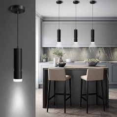 OKELI LED piekaramie gaismekļi, 22 cm melns, moderns virtuves salu piekaramais gaismeklis, 20 W 4000 K regulējams fokusa piekaramais gaismeklis, mini augstuma regulējams piekaramais gaismeklis virtuves salai, ēdamistabai, bāram (1 iepakojums)