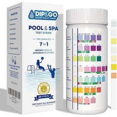 DIP & GO baseina testēšanas sloksnes 7-in-1 pH testeris Baseins 125 sloksnes PH testēšanas sloksnes Baseina ūdens testeris