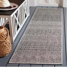 SAFAVIEH Courtyard Collection CY8196 Ūdensnecaurlaidīgi, viegli tīrāmi terases pagalma paklāji melni pelēki