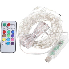 Uonlytech 1 komplekts LED vara stieples gaismas LED ūdensizturīgs Firefly Lights kāzu iekštelpu āra terases dārza dekorēšanai (10 m 100 lampas krāsainas)