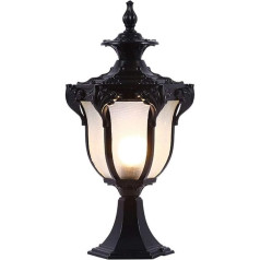 WFZRXFC Rustic Post Light Pier Mount Fixture Black European Retro Outdoor E27 Post Lantern Glass Lampshade Pillar Light for Outdoor Deck Garden Yard Porch Driveway Post Lamp