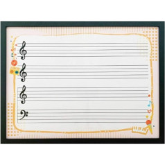 magnētiskās magnētiskās tāfeles Notenrahmen aus Holz for Aufhängen, Notenlesen for Musikunterterricht, Trainingsaufzeichnungen(Black Border,60X90CM)