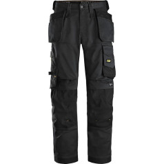 Snickers Workwear Vīriešu darba bikses Allroundwork Stretch Loose Fit Works ar kabatām un kabatām, melnas/melnas krāsas