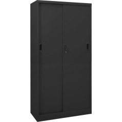 Office Cabinet with Sliding Door, Anthracite, 90 x 40 x 180 cm, Steel, Robust Steel Filing Cabinet, Sliding Door, Adjustable Shelves, Anthracite, Office Storage, Organising