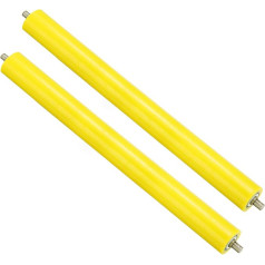 PATIKIL Polyurethane Coated Conveyor Belt Roll 2 Inches Diameter 20 Inches Length 2 Pieces Stainless Steel Gear Replacement Part Galvanised End Yellow