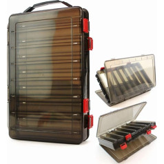 KöderBox Fishing Bait Box Tackle Box Hardbait Bait Box, Fishing Bait Box, Double-Sided Jig, Minnows, Hooks, Accessories, Storage Box (Grey (14 Grids)
