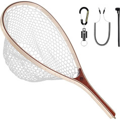 SF Fly Fishing Landing Net Soft Gumijas koka rāmis Mazs caurums Net Trout Makšķerēšana Neto Foreļu Makšķerēšana Neto Nozvejas un atbrīvošanas atbrīvošanas kombinētais komplekts ar melnu magnētu/viens tīkls un viens magnēts