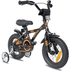 PROMETHEUS BICYCLES Bērnu velosipēds no 3 gadiem - 12 collu bērnu velosipēds Meiteņu Zēnu velosipēds bērniem ar stabilizatoriem Coaster Brake melnā matētā oranžā krāsā