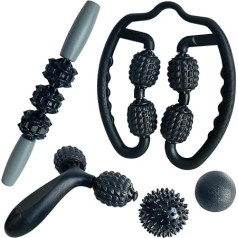 Socpuro 5 gab. masāžas putu veltnīšu instrumentu komplekts ar Trigger Point masāžas putu veltnīti, Y formas rokas veltnis, muskuļu veltnis, 2 masāžas bumbiņas muskuļu sāpju mazināšanai, ķermeņa formēšanai