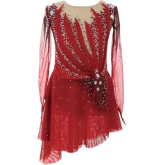 Hynyjxjy Daiļslidošana kleita meitenēm skrituļslidošana apģērbs sacensībām Mesh Splice Ritmiskā vingrošana Leotards sievietēm slidošana Skirtas ar spīdīgu Rhinestones