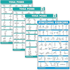 Palace Learning 4 Pack: Jogas pozu plakāti 1., 2. un 3. sējums + stiepšanās vingrinājumu diagramma