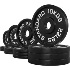 Atletica dzelzs plākšņu komplekts, 75 kg, 75 kg komplekts, 4 x 1,25 kg, 4 x 2,5 kg, 4 x 5 kg, 4 x 10 kg, čuguns, 50 mm, rūsas izturīgs