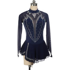 YDHTIZ Ziemas sporta daiļslidošana kleita ar augstu apkakli Meitenes garām piedurknēm Rhinestone vingrošana Activewear balerīna tērpi Konkurence Training Athletic Female