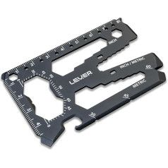 Lever Gear Toolcard Pro - 40 in 1 kredītkaršu multinstruments. Elegants minimālistisks nerūsējošā tērauda daudzfunkcionāls maku instruments - melns.